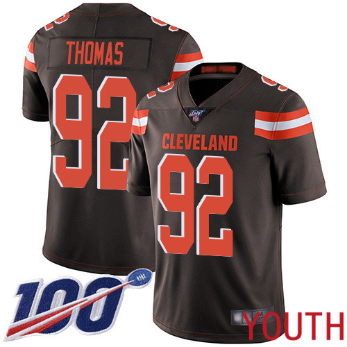 Cleveland Browns Chad Thomas Youth Brown Limited Jersey #92 NFL Football Home 100th Season Vapor Untouchable